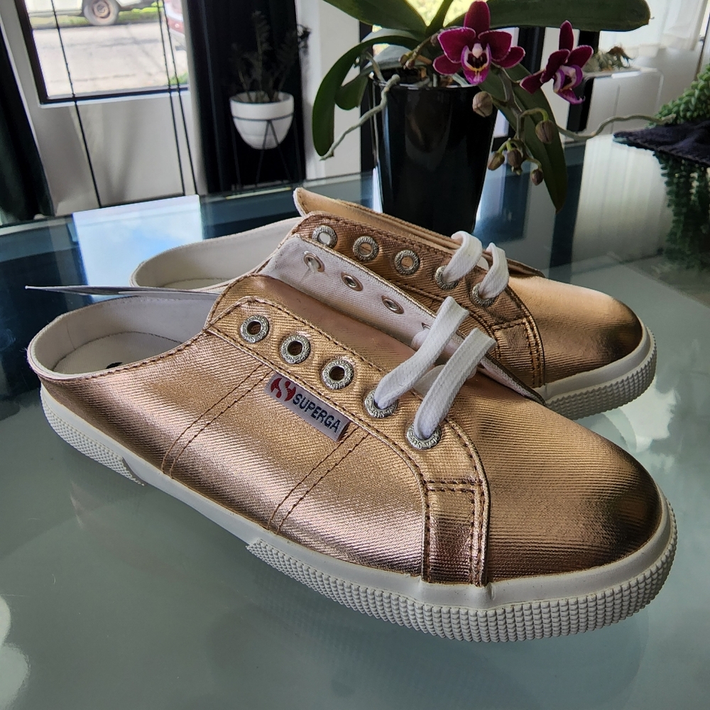 SUPERGA Slip-On, Lace-Up Sneaker in Rose Gold- Size 7.5 US - 38 EU